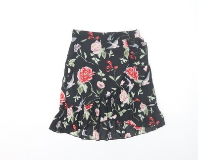 H&M Damen geblümt A-Linie knielanger Rock, Größe 8