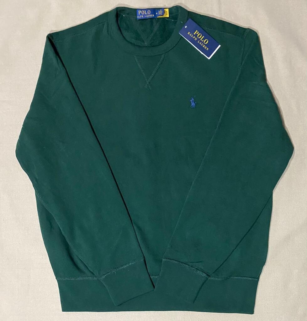 PONY Polo Ralph Lauren uomo classica felpa girocollo misto cotone verde taglia M