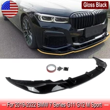 Gloss Black For 2019-2022 BMW G11 G12 7-Series M Sport Front Bumper Lip Splitter