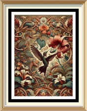 William Morris Art Nouveau Hummingbird Print Floral Wall Hanging Picture W5