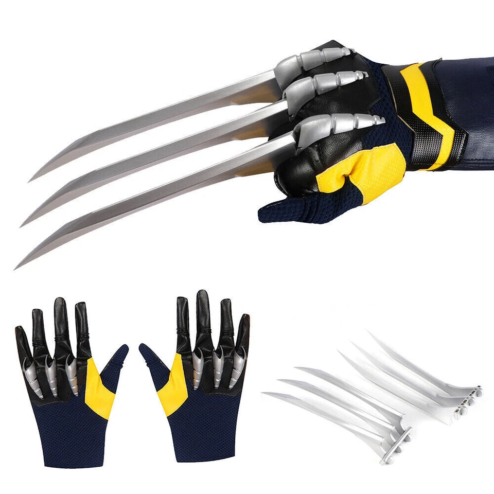 Guantes y garras Wolverine James Logan Deadpool 3 Cosplay Guantelete Accesorios de Halloween Foto 2 de 4