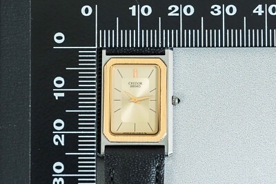 ✨SEIKO✨CREDOR✨6730-5860✨金/黒文字盤✨クオーツ✨腕時計✨ NEAR MINT* Vintage SEIKO CREDOR 6730-5100 Quartz 14K Bezel