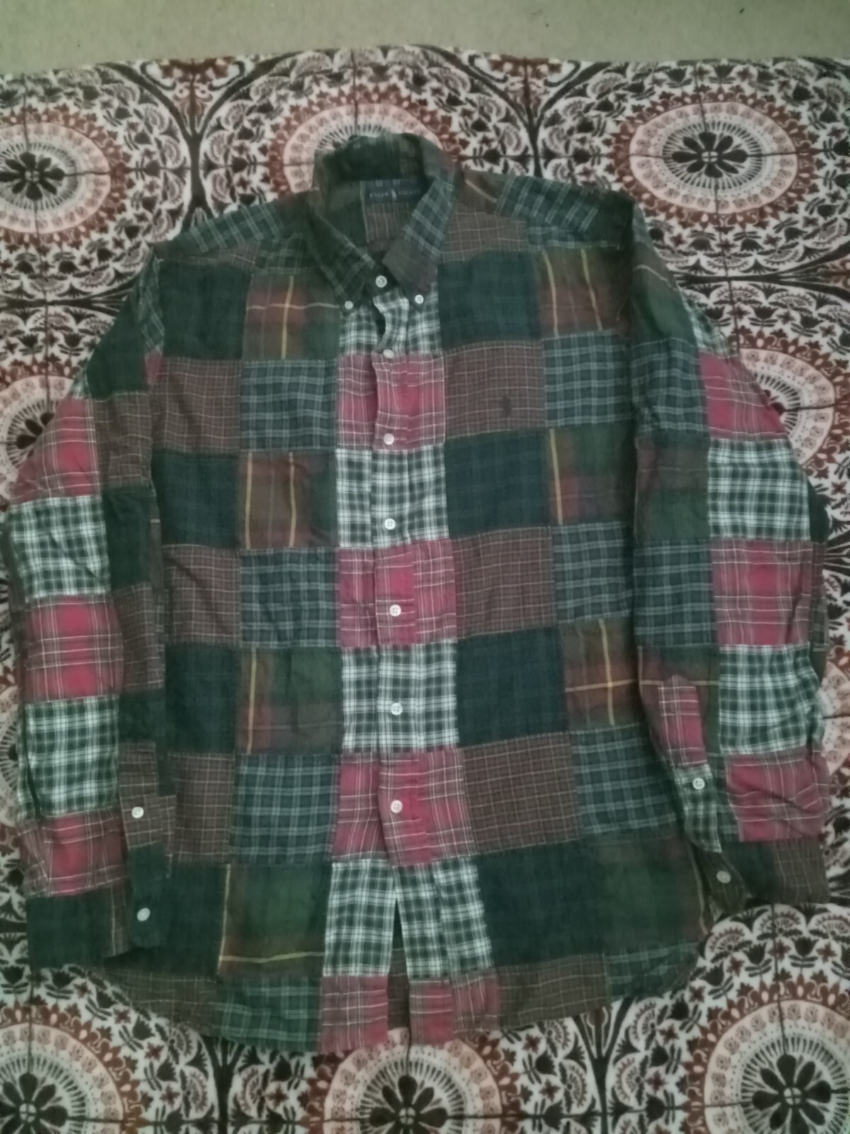ralph lauren brownstone patchwork stadium plaid t… - image 1