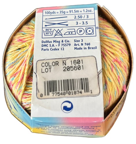 1 Ball DMC Senso Crochet Quick Finish Rainbow Coton Yellow Teal Red N 1601 - Picture 3 of 3