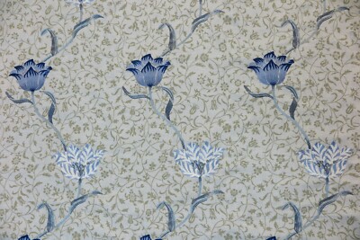 WILLIAM MORRIS CURTAIN FABRIC ''Garden Tulip Embroidery'' 3 METRES INDIGO/WOAD
