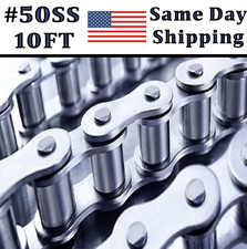  50SS Roller Chain 10 FT  Free Connecting Link - Same Day Priority Shipping