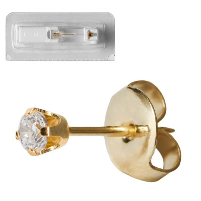 1 Studex Erstohrstecker 750er Gelbgold Ohrringe mit Zirkonia 2-3mm