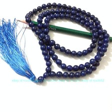 8mm Blue Lapis Lazuli Tibetan Buddhist 108 Prayer Beads Mala Healing Necklace