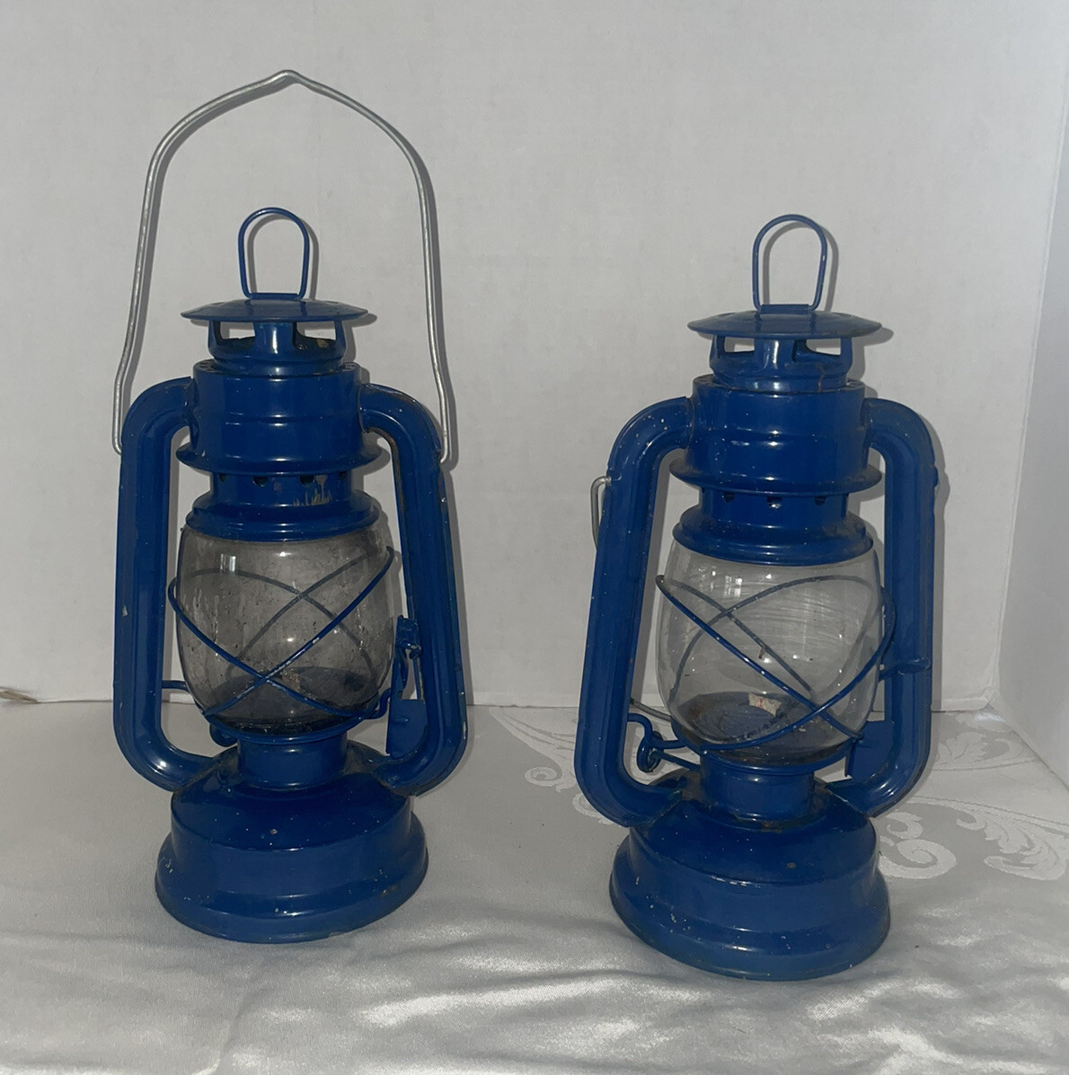 Pair Of Vintage Paraffin Oil Lamp Lantern - Blue | eBay