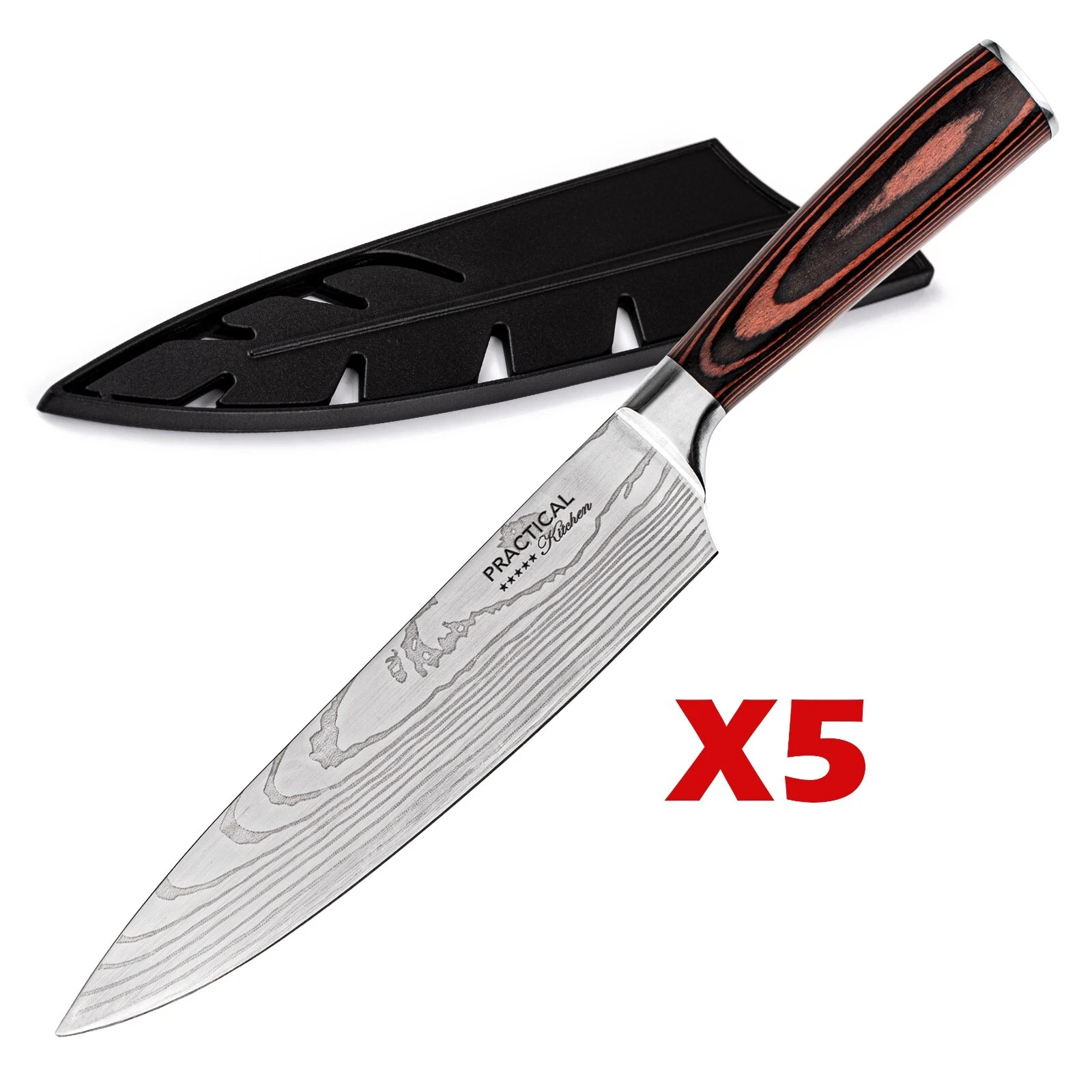 5-PACK 8 Inch Chef's Knife Japanese Damascus Style Stainless Steel Pro Kitchen
Opens in a new window