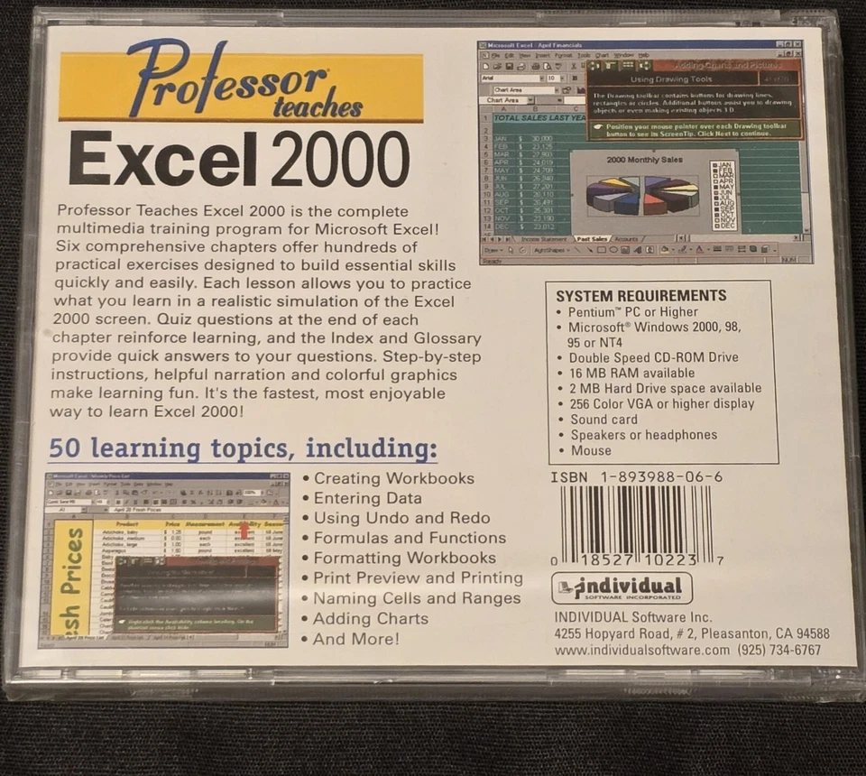 Nuevo - Precintado - Professor Teaches Excel 2000 Windows CD-ROM Foto 2 de 2