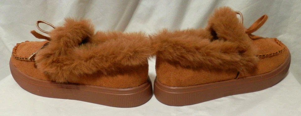 Mujer Pana Marrón con Mocasines de Piel Sintética a Juego Talla 36 (5.5) Nuevo Sin Caja Foto 4 de 4