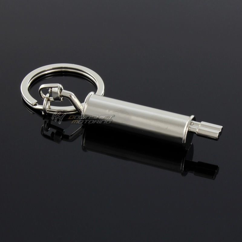 JDM Car Part Racing Dual Tip Muffler Catback Exhaust Keychain Keyring Fob Silver eBay
