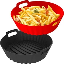 2 Silicone Air Fryer Liners Reusable Round Oven Baking Tray Basket for Air Fryer