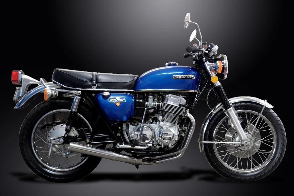 Silenciador recto de acero inoxidable 4-1 escape completo Honda CB750 CB750K 1969-1976 Foto 4 de 4