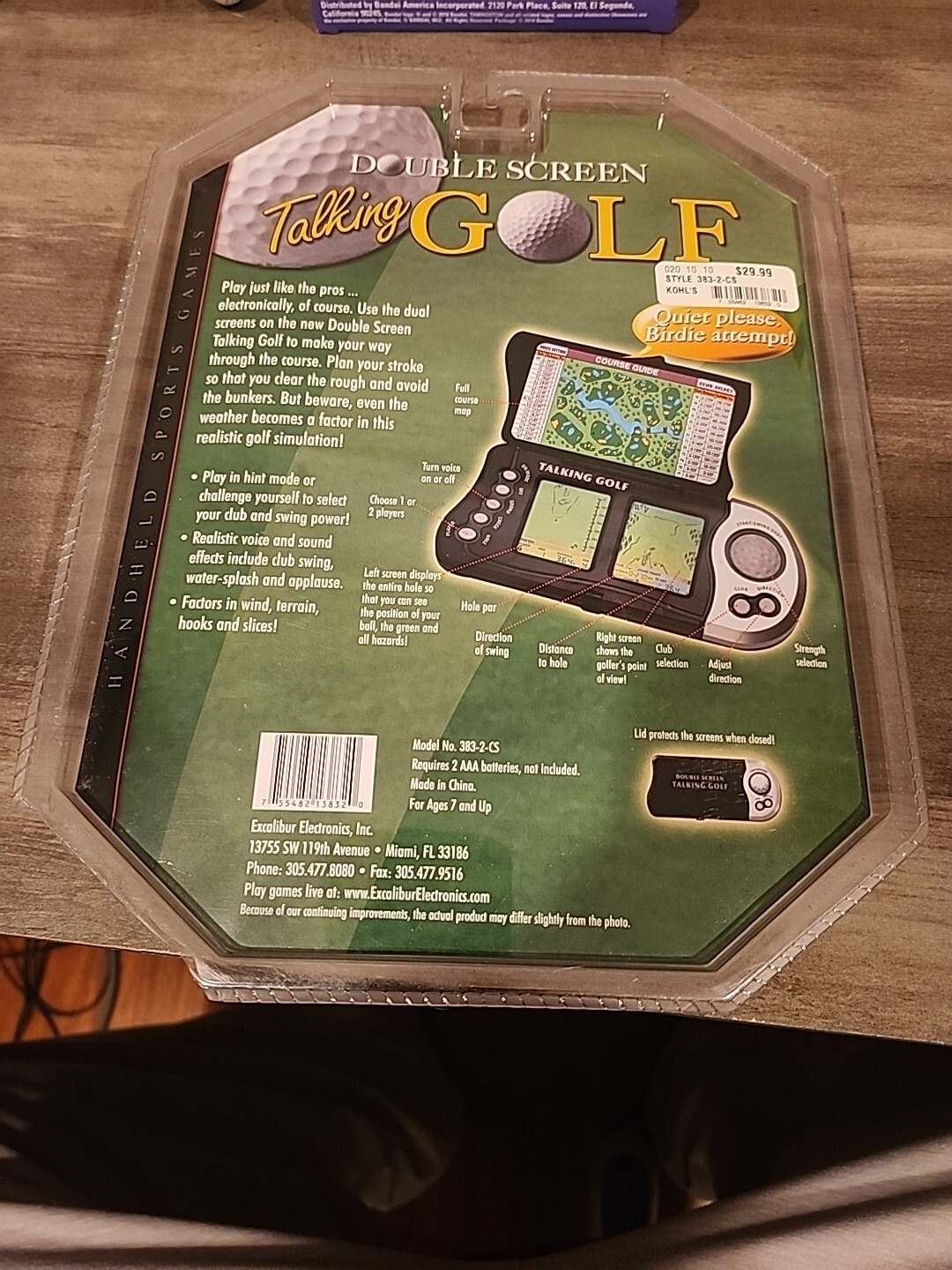 Excalibur Talking Golf Hand Held Electronic Video Game Double Screen New
