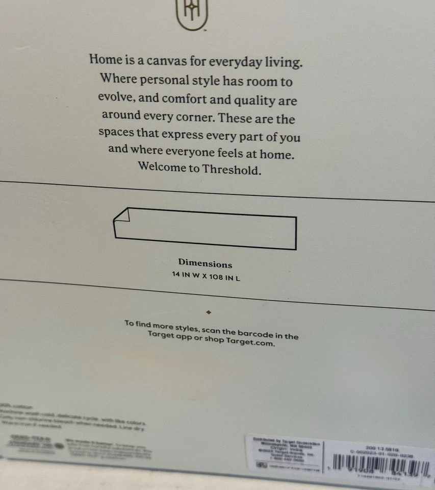 Threshold Extended Length Table Runner Blue White Tassels 14” X 108” - Image 4 of 4