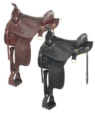 Western Endurance Style Saddle - Horn - Dark Oil or Black Leather - 15",16",17" 