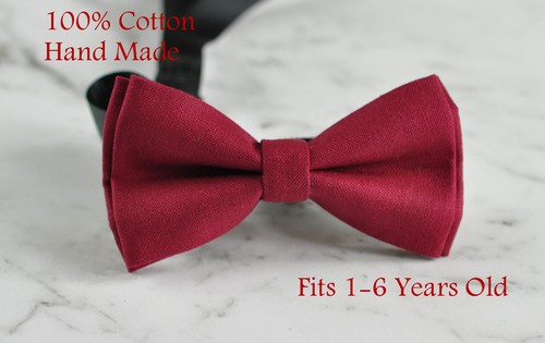 Baby Page Boy Kids infant Toddler Cotton Bowtie Bow Tie BLACK NAVY BLUE Grey - Picture 60 of 150