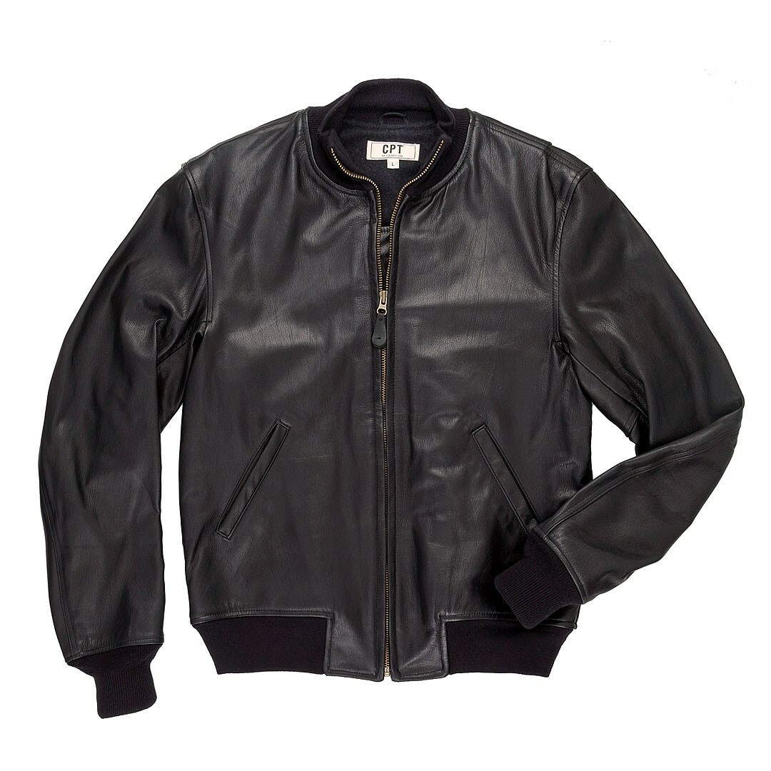 COCKPIT USA Leather Tanker Jacket Black With Wool Lining USA Made
