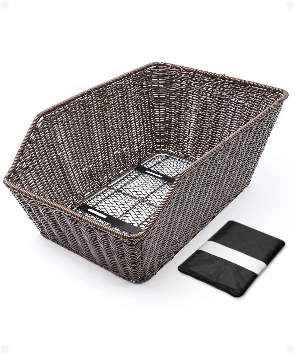 ANZOME Bike Basket Rear, Woven Rectangular Bike Basket with Waterproof