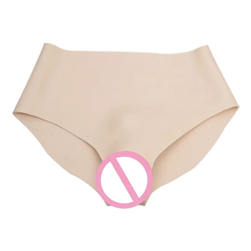 Fake Vagina Silicone Pussy Pantys Realistic High/Low Waist Shemale Boxer Shorts - Picture 26 of 27