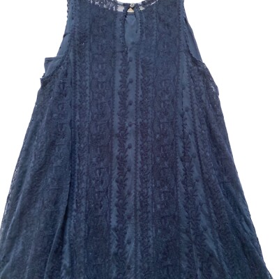abercrombie blue lace dress Abercrombie & Fitch Lace Dress w/Full Slip Navy Blue Sleeveless Size XS