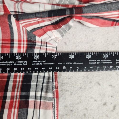 AVIREX Mens Shirt Sz 3XL White Red Black Plaid Button-Up Long Sleeve Pockets - Picture 6 of 8