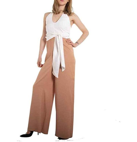 Tuta salopette EMME MARELLA tuta donna lunga tute estate beige nero nuovo |  eBay