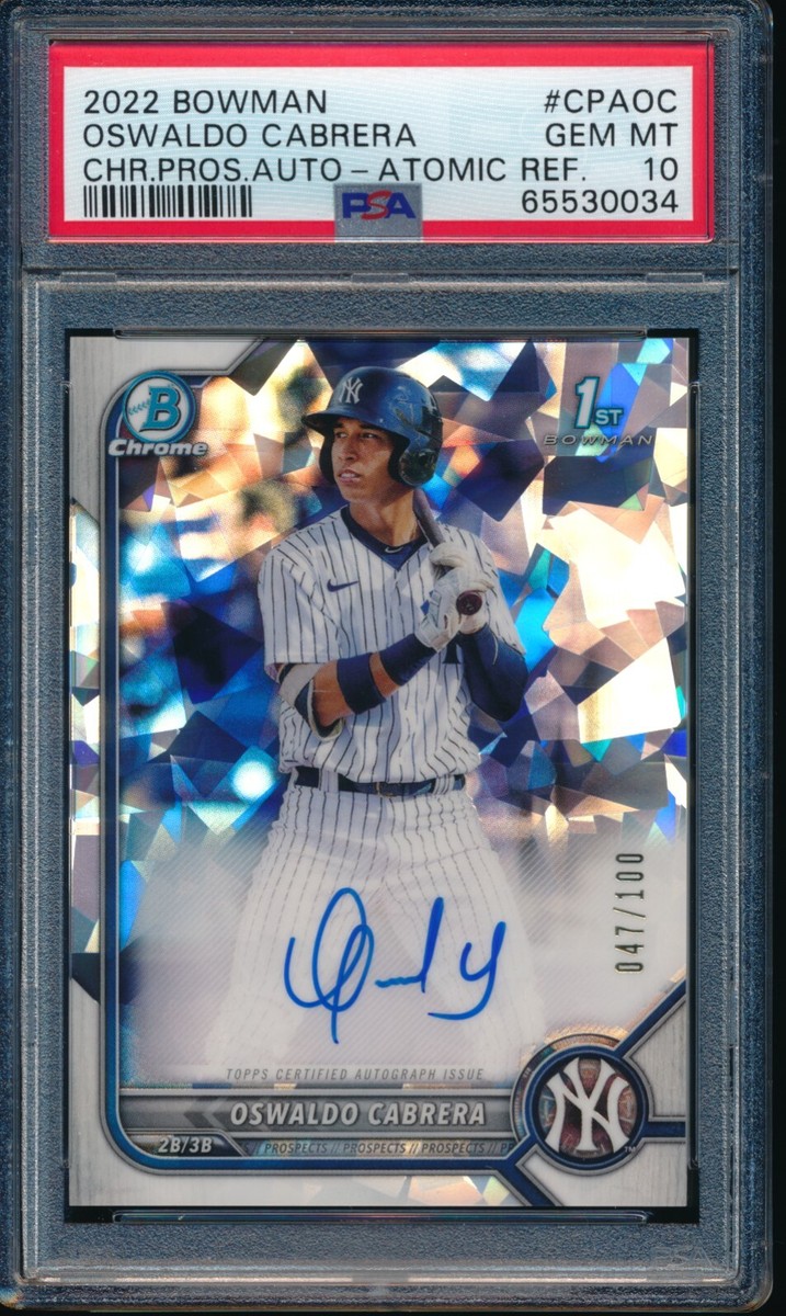 PSA 10 OSWALDO CABRERA AUTO 2022 Bowman Chrome ATOMIC REFRACTOR 