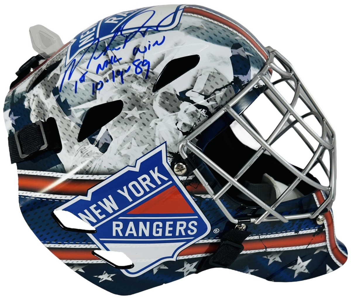 ❤️マクファーレン　NHL ゴーリー　マイクリクター‼️ Mike Richter Signed FS New York Rangers Goalie Mask 1st NHL Win 10