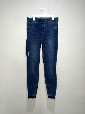 Spanx Pull On Denim High Rise Distressed Jeggings Jeans Women Size Medium