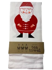 Santa Tea Towel Ho-ho-ho White Red Black