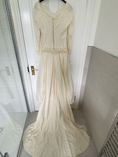 Ivory Petite Womens Long Sleeved Wedding Dress, Bespoke, Detachable Train.