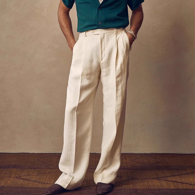 Luxury Men's Linen Cotton Straight Loose Casual Trousers