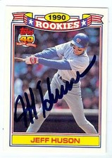 Jeff Huson autographed baseball card (Texas Rangers) 1990 Topps Rookies #13