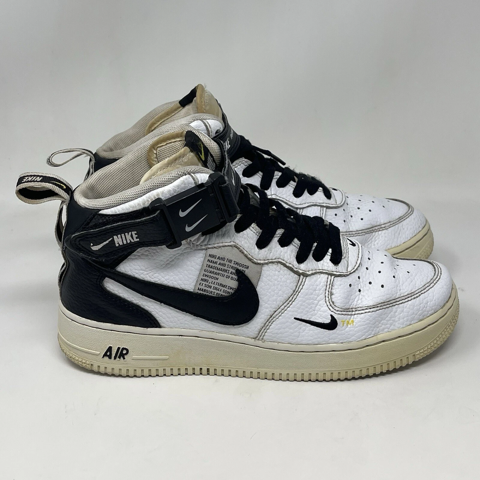 Scarpe Nike Air Force 1 Mid LV8 GS ragazzo taglia 7 bianco nero pelle AV3803 100