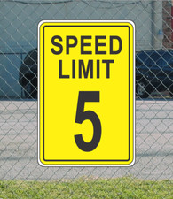 Yellow Speed Limit 5 Metal Sign for Street Road Highway Parking Lot 12"x18" mph
