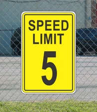 Yellow Speed Limit 5 Metal Sign for Street Road Highway Parking Lot 12"x18" mph