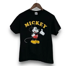 Vintage Y2K Delta Pro Weight Men's Mickey Mouse Graphic T Shirt Black Size M
