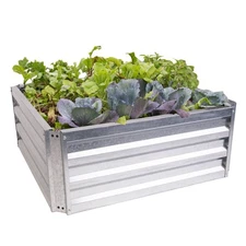 14" H Expert Gardener Outdoor Expandable Raised Garden Bed 36 x 36 Galvanized