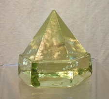 Vintage Green Tinge Glass Boat Deck Prism Hexagon Pyramid Paperweight Nautical