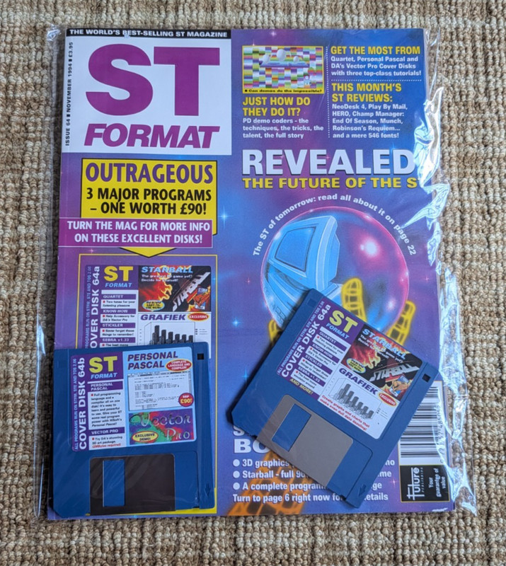 Atari ST Format Magazine Nov 1994 issue #64 - Rebagged with both cover disks
