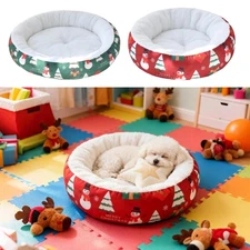 Christmas Dog Bed Christmas Calming Comfortable Pet Sofa Puppy Kitten