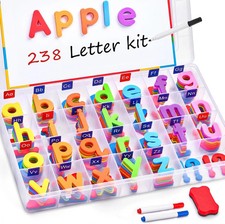 238 Pcs Magnetic Letters Kit Educational Alphabet Toy With Double Sided Board
