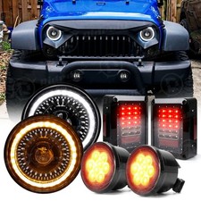 For Jeep Wrangler Jk 07-18 Combo 7 Halo Led Headlights Turn Signals Tail Lights