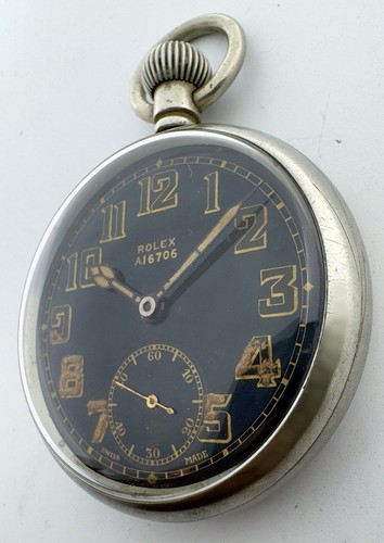 Rolex WW2 1940’s Rare GS MK II Military Pocket Watch, Gloss Gilt Dial, Serviced - Picture 11 of 24