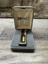 Vintage COLIBRI Pocket Lighter w/ Box Japan Gold Black See Description