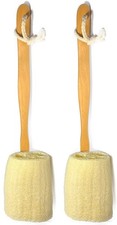 2 Pack Natural Exfoliating Loofah Bath Brush with Long Handle - Body Back Scrubb