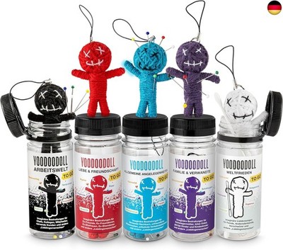 5er-MIX: Voodoo Doll in Dose | lustige Mini-Voodoo-Puppe to go | Arbeitswelt,